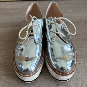 Zara Metallic Platform Platform Oxford Shoes